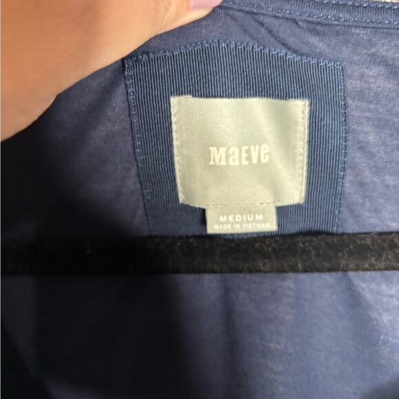 Maeve Navy Blue and White Textured Wrap Dress Size Medium - Picture 5 of 7